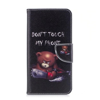 Книжков калъф за iPhone SE 2022 - Don't Touch My Phone, Angry Bear