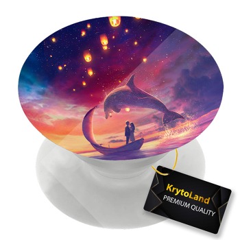 Премиум бял PopSocket с мотив