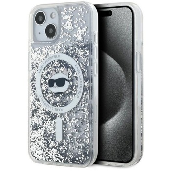Кейс Karl Lagerfeld Apple iPhone 13 hardcase Liquid Glitter Choupette Head Magsafe Transparent